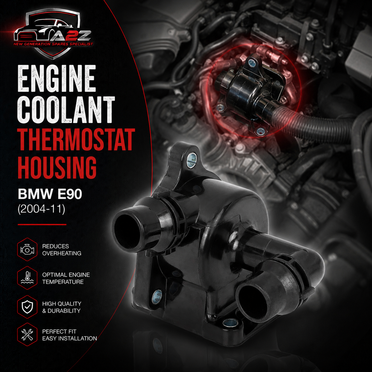 Engine Coolant Thermostat Housing 11517572859 11517506576 Compatible With BMW 3 Series E90 & X1 E84 Tag-E-72