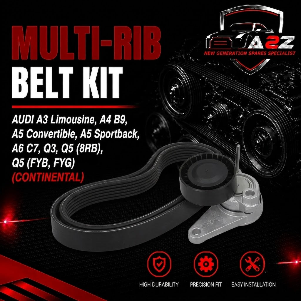 Multi RIB Belt Kit 6PK1026K1 Compatible With AUDI A3 Limousine, A4 B9, A5 Convertible, A5 Sportback, A6 C7, Q3, Q5 (8RB), Q5 (FYB, FYG) (CONTINENTAL)