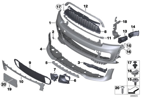 Front Grille Upper Chrome 51130417135 Compatible With Mini Cooper S (R55/R56) (2011-2014) Tag No.88