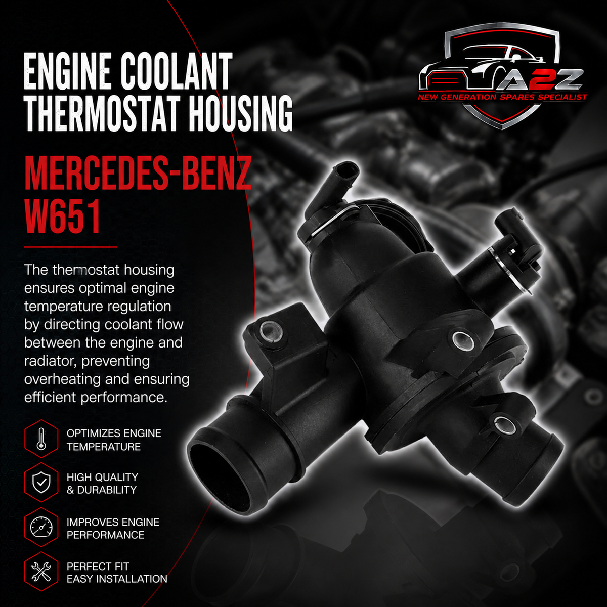 Engine Coolant Thermostat Housing 6512000615  6512001215 6512001500 6512001715 6512002800 For MERCEDES-BENZ C-CLASS W204 & E-CLASS W212 Tag-E-02