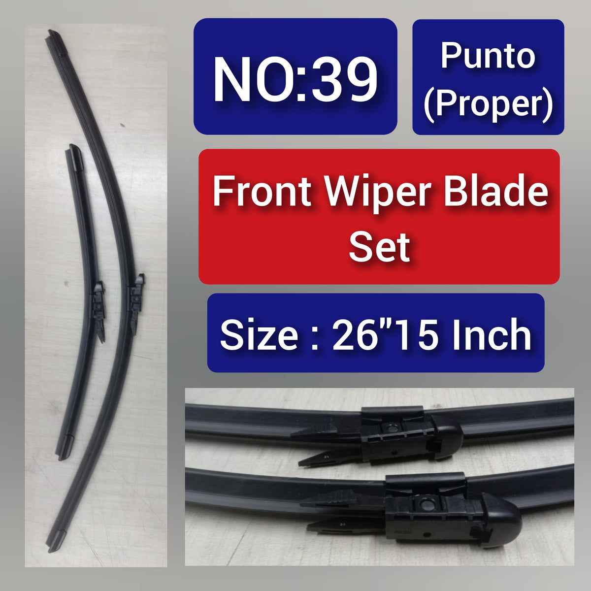 Front Wiper Blade Set (26'15 Inch) Compatible with Fiat Punto(Proper) Tag-WBF-39