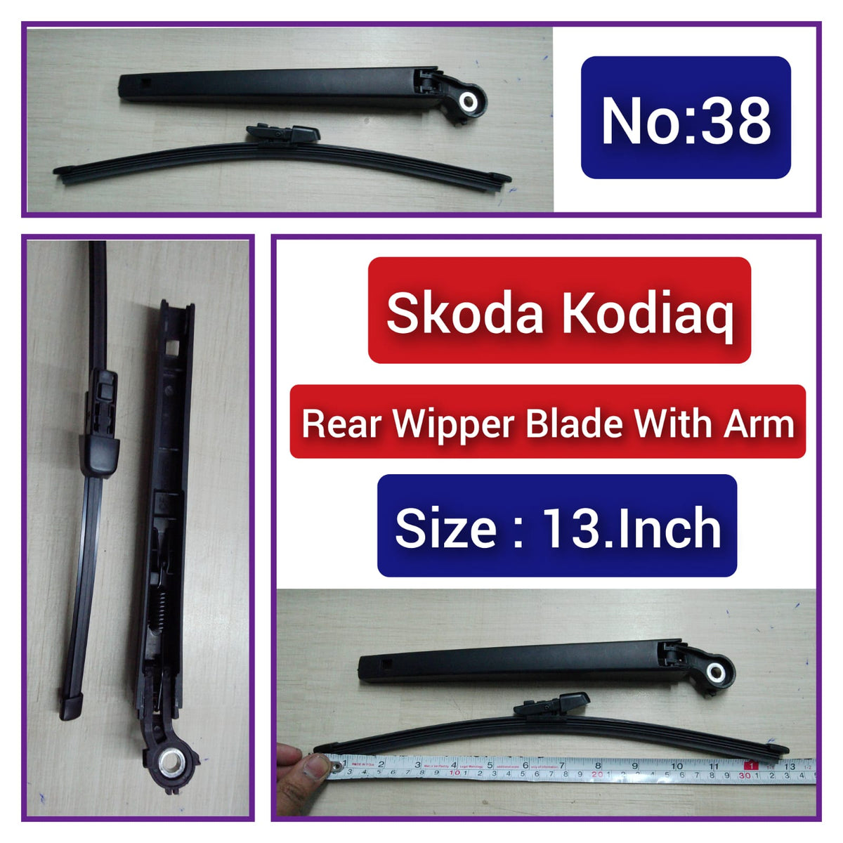 Rear Wiper Blade (13 Inch) With Arm Compatible with Skoda Kodiaq Tag-WBR-38