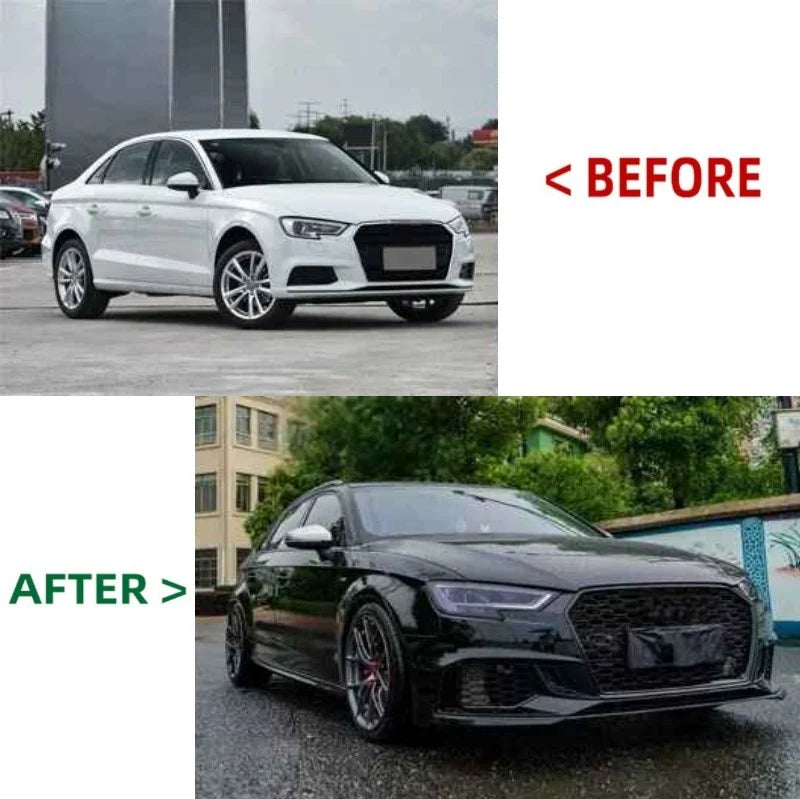 Front Bumper Kit FBK3 Compatible With Audi A3 (2016-2016) Upgrade Into S3