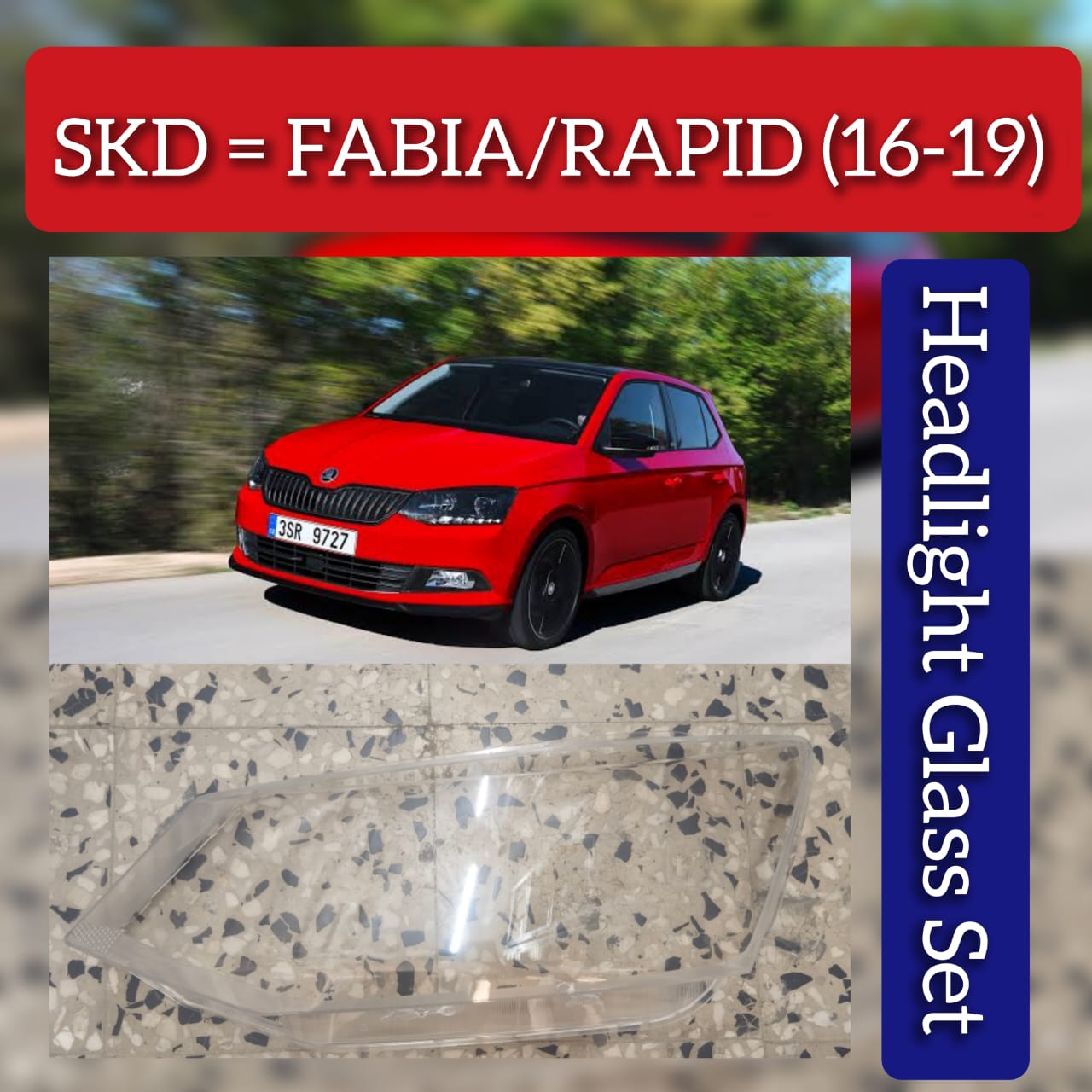 Car Headlight Glass  Compatible With FABIA & RAPID (2016-2019)