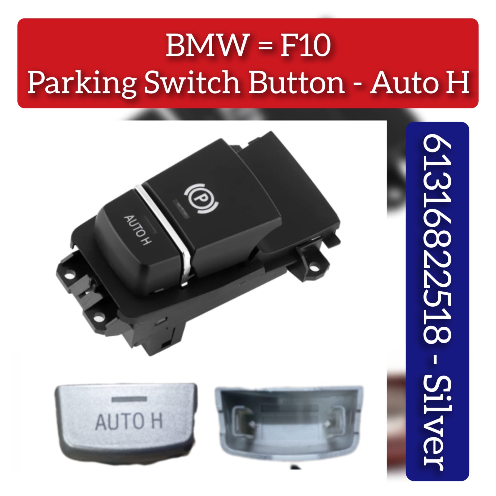 Parking Brake Button Switch Cover Black 61316822518-1 Compatible with BMW 5 Series F10  & 6 Series F12 & X3 F25