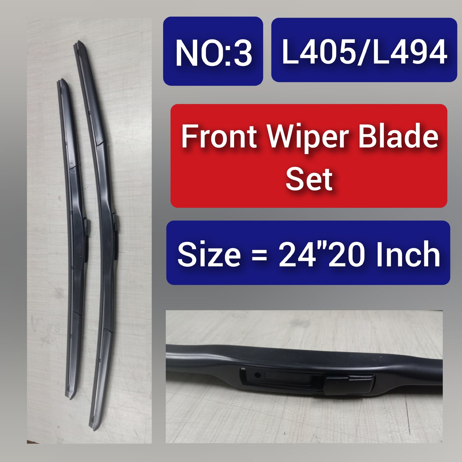 Front Wiper Blade Set (24"20 Inch) Compatible with Land Rover Range Rover L405 & Range Rover Sport L494 Tag-WBF-03