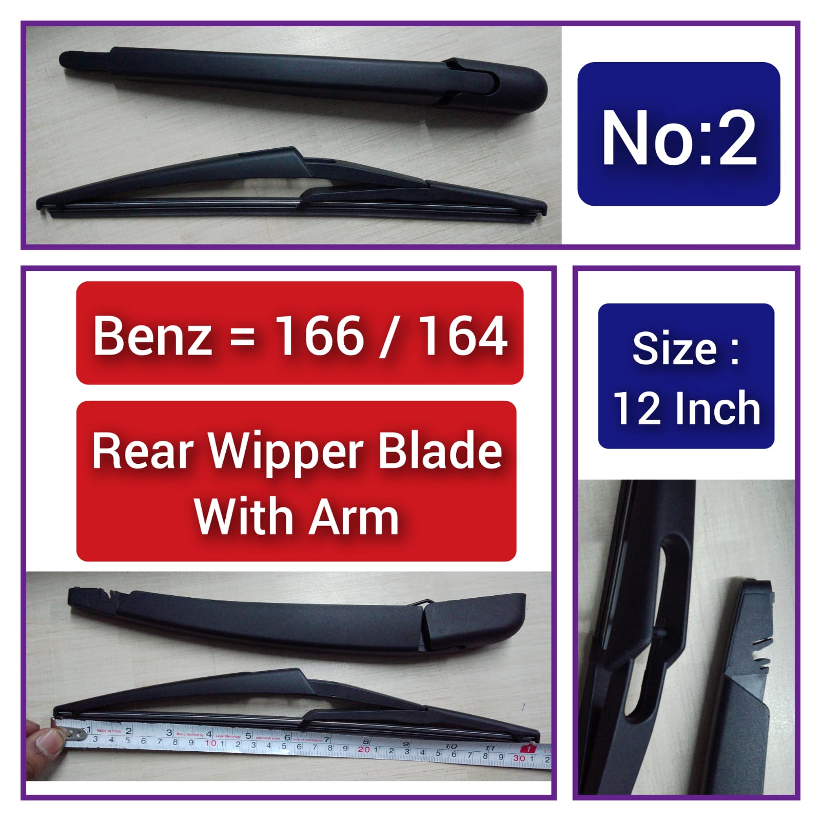 Rear Wiper Blade (12 Inch) With Arm Compatible with MERCEDES BENZ GL-CLASS W164 & ML-CLASS W166 Tag-WBR-02