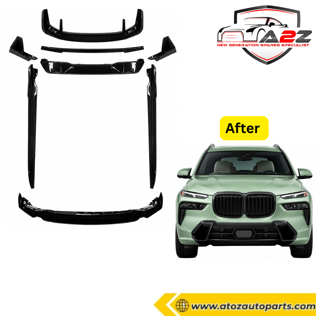 Front Bumper Body Kit Compatible with BMW X7 G07 Lci 2023+ To X5m Aero Black Samurai Style Upgrade | Shipping Cost Not Included
