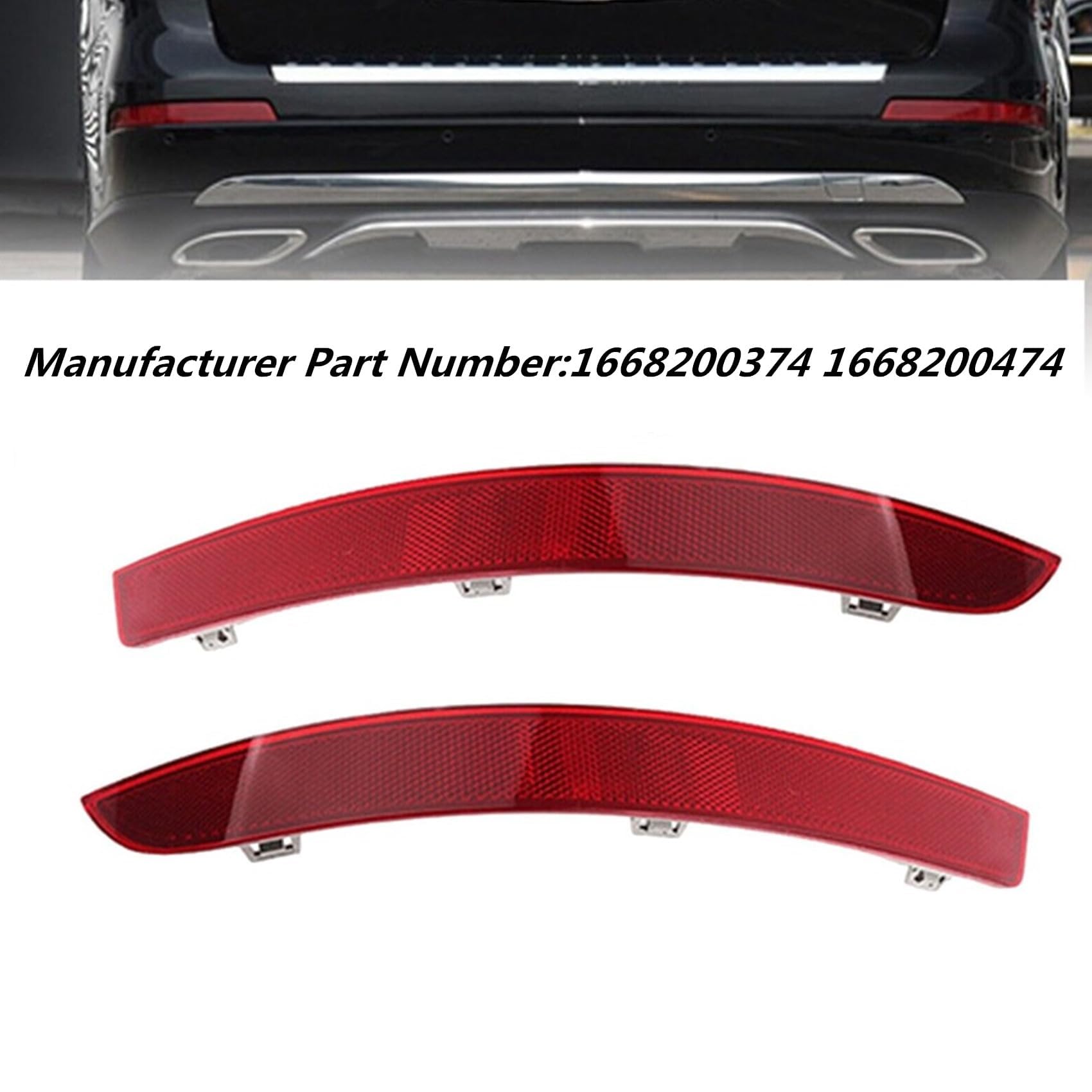 Rear Bumper Reflector Compatible With MERCEDES-BENZ GL-CLASS X166 Rear Bumper Reflector Left 1668200374  & Right 1668200474 Tag-RB-101