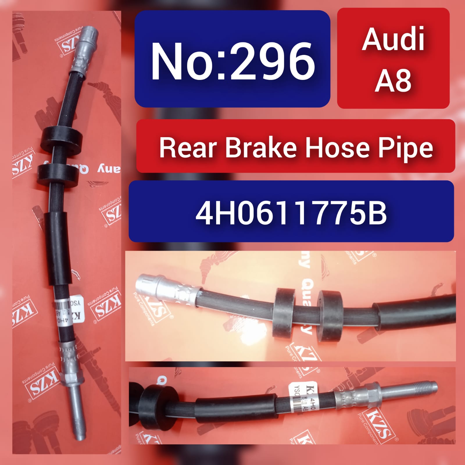 Rear Brake Hose Pipe 4H0611775B Compatible with AUDI A8 Tag-H-296