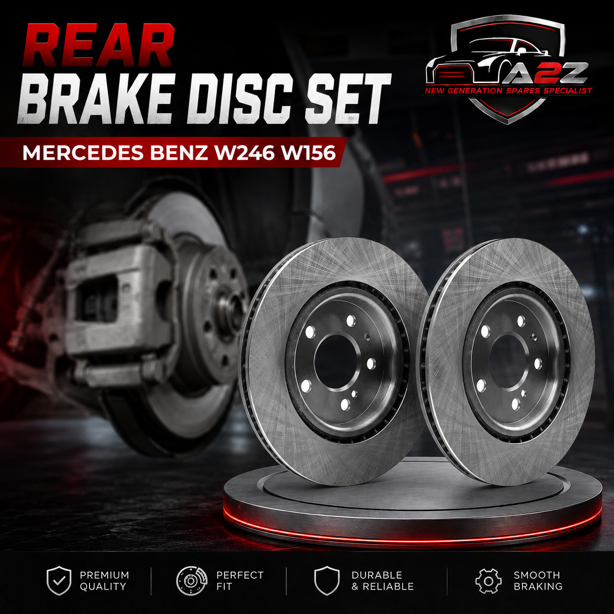 Rear Brake Disc Set 2464230812 Compatible With Mercedes Benz W246 W156