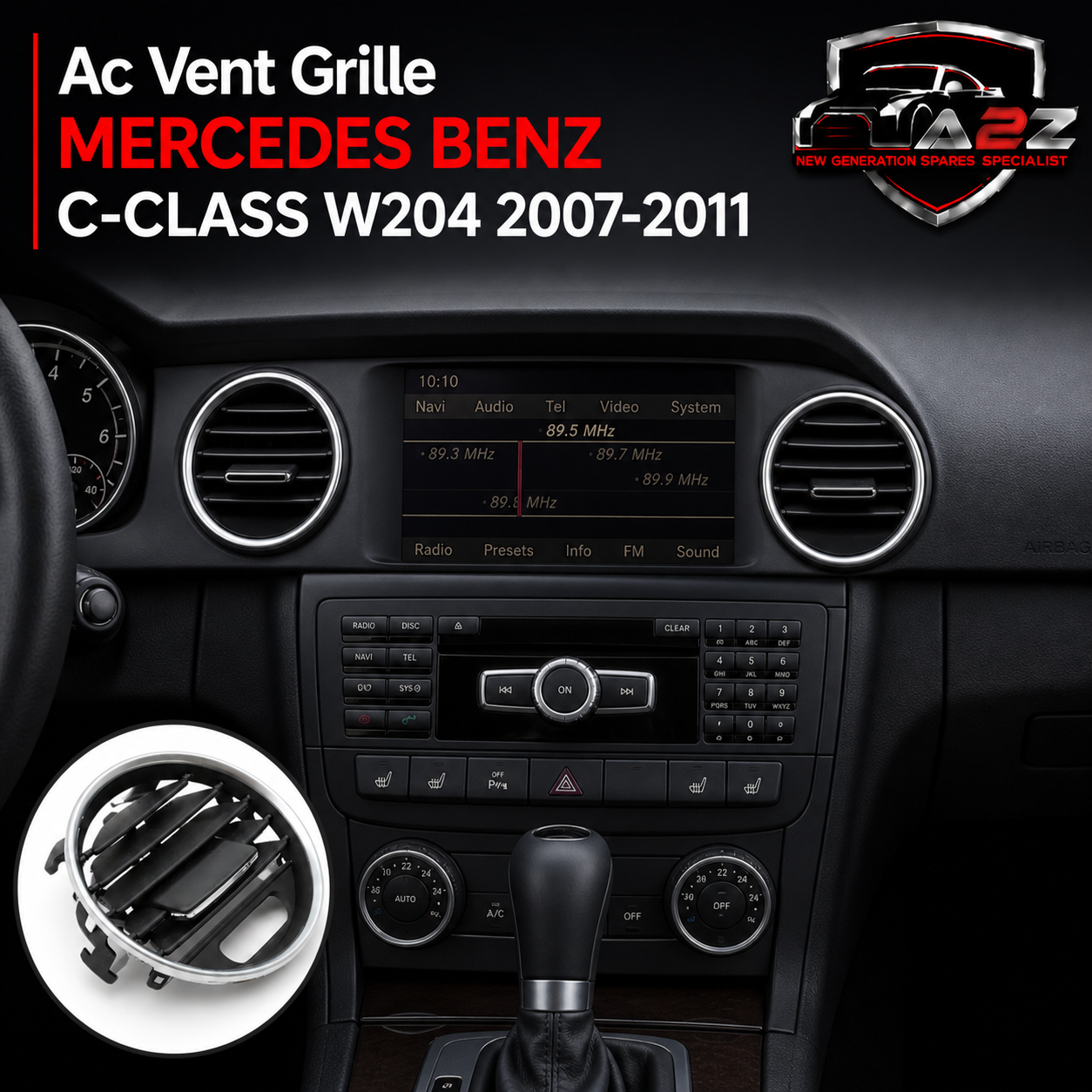 Black Ac Vent Grille Left 2048306254 -1 & Right 2048306254 -1 Compatible With MERCEDES BENZ C-CLASS W204 2007-2011