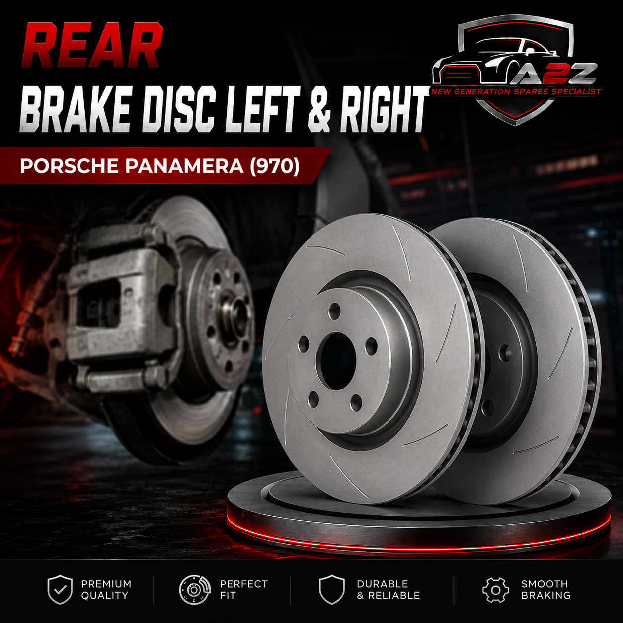 Rear Brake Disc Set Left 298615601A Right 298615602A Compatible With PORSCHE PANAMERA (970)