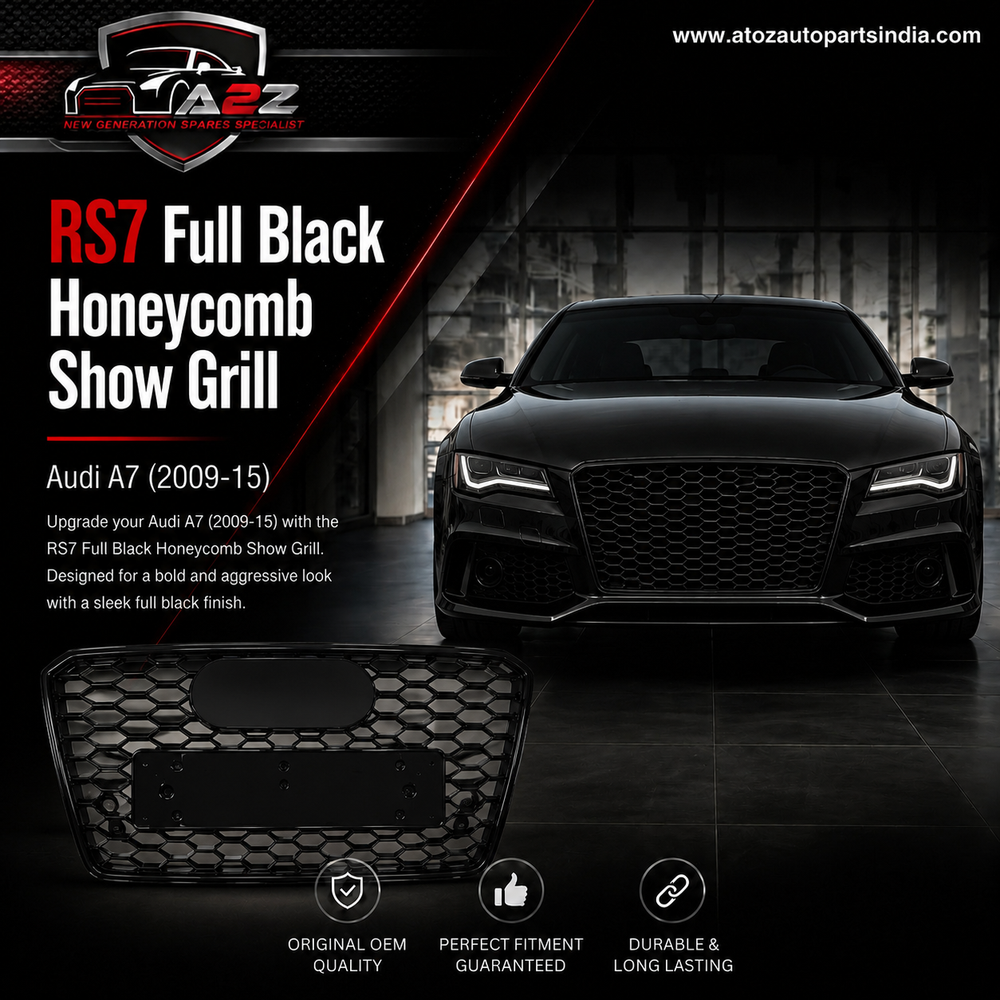 RS7 Full Black Honeycomb Show Grill Compatible With Audi = A7 (2009-15) Tag No.221