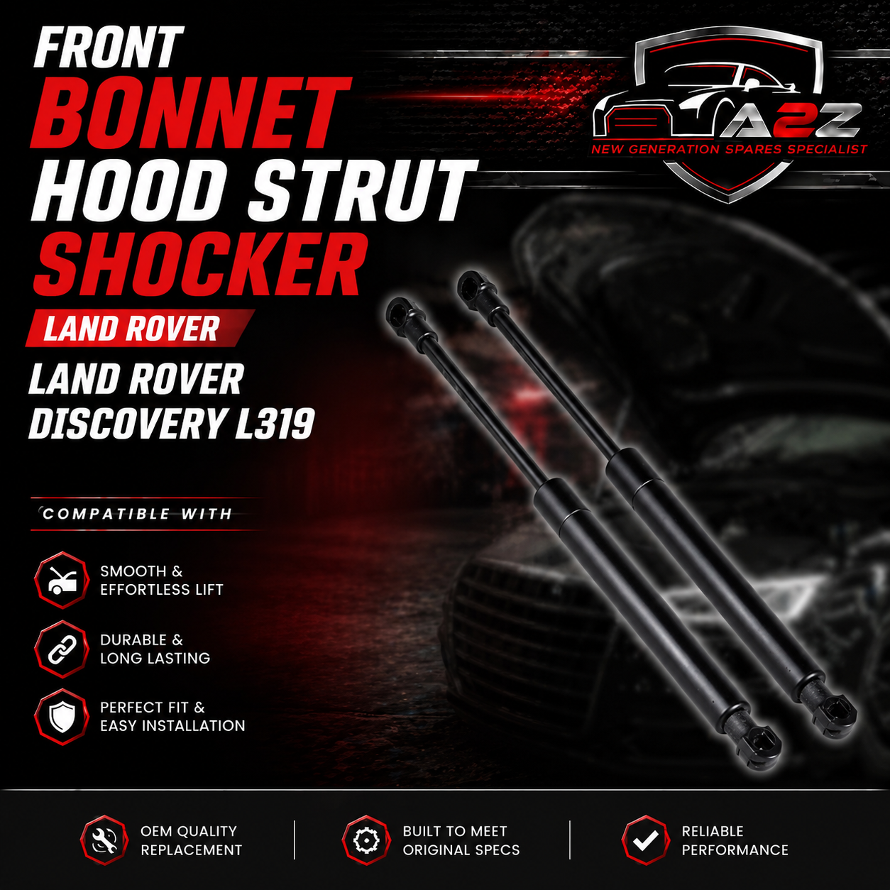 Front Bonnet Hood Strut Shocker BHE780060 Compatible With Land Rover LAND ROVER DISCOVERY IV (L319) | LR4