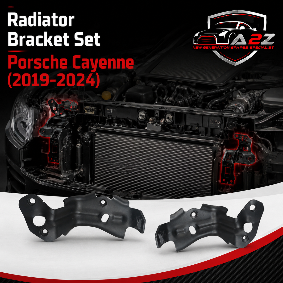 Radiator Bracket Set Left 9Y0805515 & Right 9Y0805516 Compatible With Porsche Cayenne (2019-2024) Tag No.216