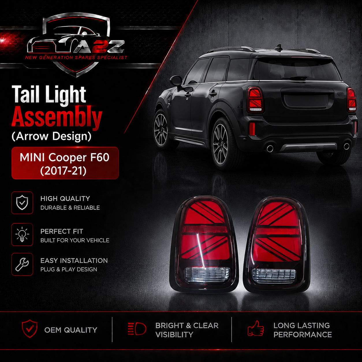 Tail Light Assembly (Arrow Design) Compatible With MINI Cooper F60 (2017-21) Tag No.71