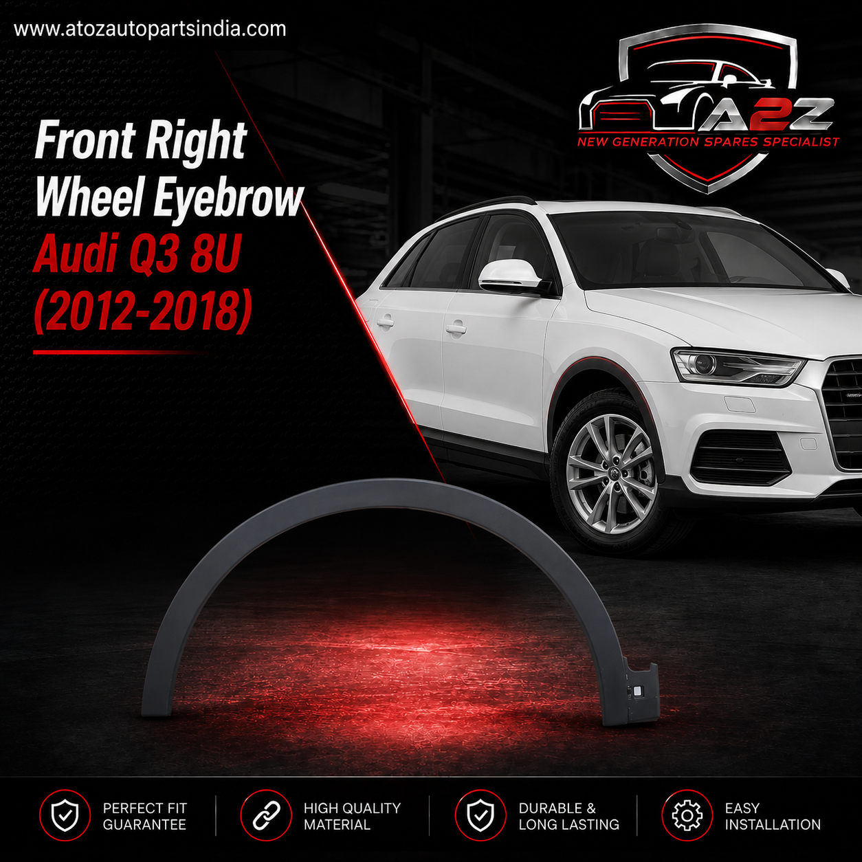 Front Right Wheel Eyebrow 8U08537184U8 Compatible With Audi Q3 8U (2012-2018) Tag No.1
