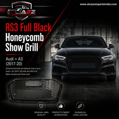 RS3 Full Black Honeycomb Show Grill Compatible With Audi = A3 (2017-20) Tag No.99