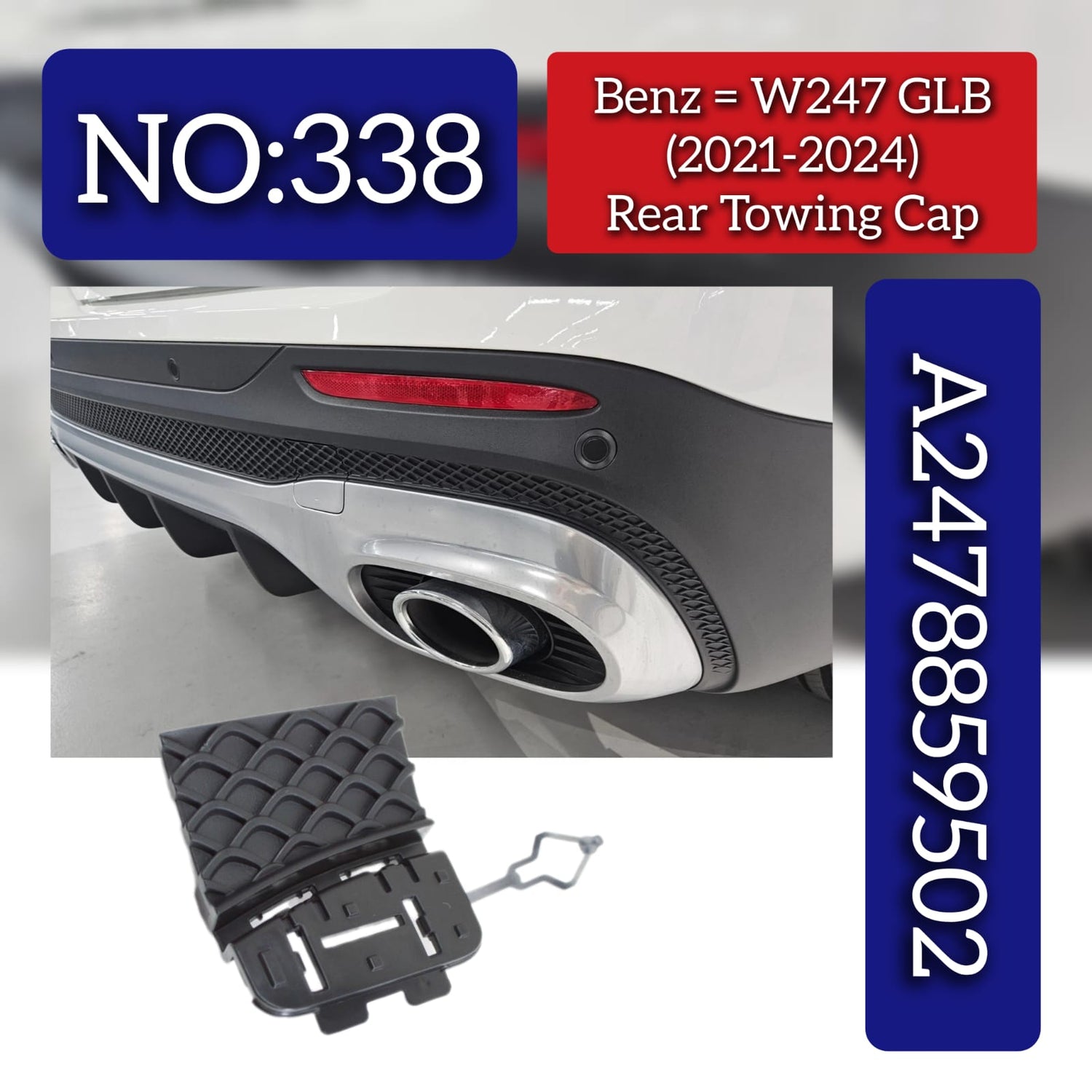 Rear Towing Cap A2478859502 2478859502 Compatible With Mercedes Benz 247 GLB (2021-24) Tag No.338