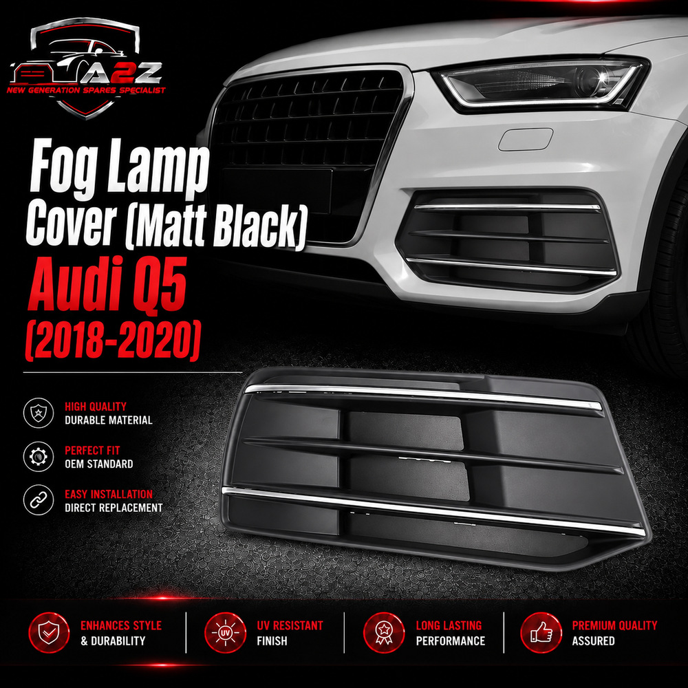 Fog Lamp Cover (Matt Black) Left 80D807679E & Right 80D807680E Compatible With Audi Q5 (2018-2020)