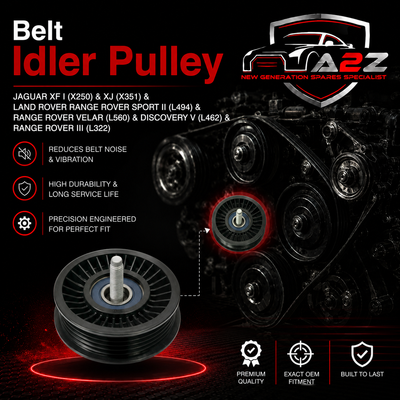 Belt Idler Pulley 4R8Q19A216AC Compatible with JAGUAR XF I (X250) & XJ (X351) & LAND ROVER RANGE ROVER SPORT II (L494) & RANGE ROVER VELAR (L560) & DISCOVERY V (L462) & RANGE ROVER III (L322)