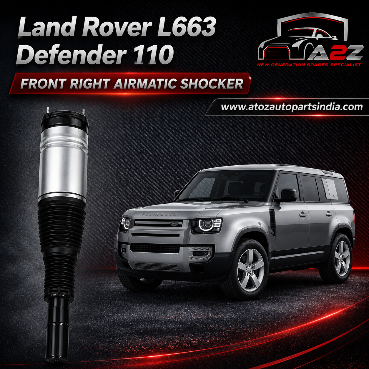 Front Shock Absorber Right LR132751 Compatible With Land Rover L663 Defender 110 (2020-25)