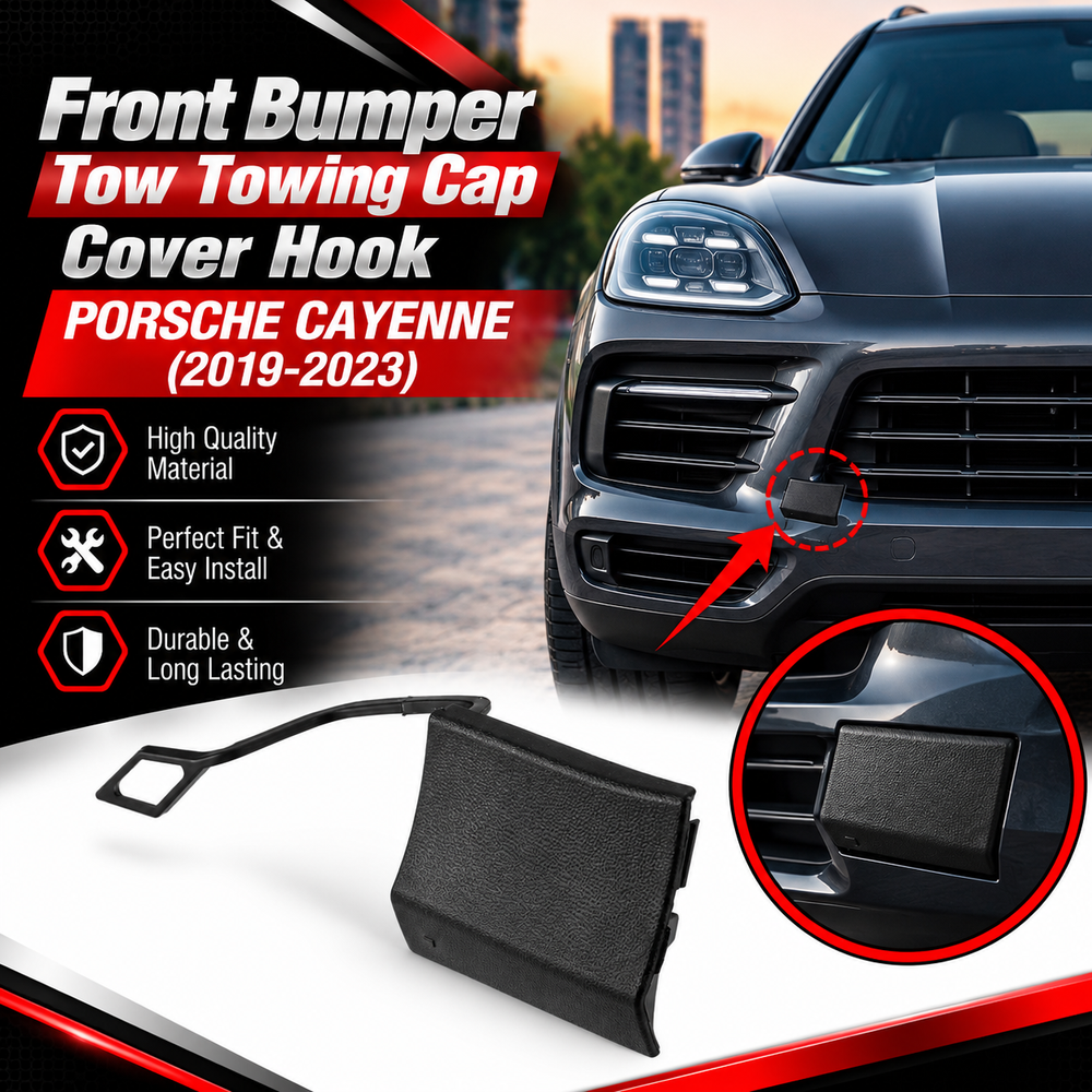 Front Bumper Tow Towing Cap Cover Hook Left 9Y0807499 Right 9Y0807500 Compatible with PORSCHE CAYENNE (2019-2023) Tag No.136