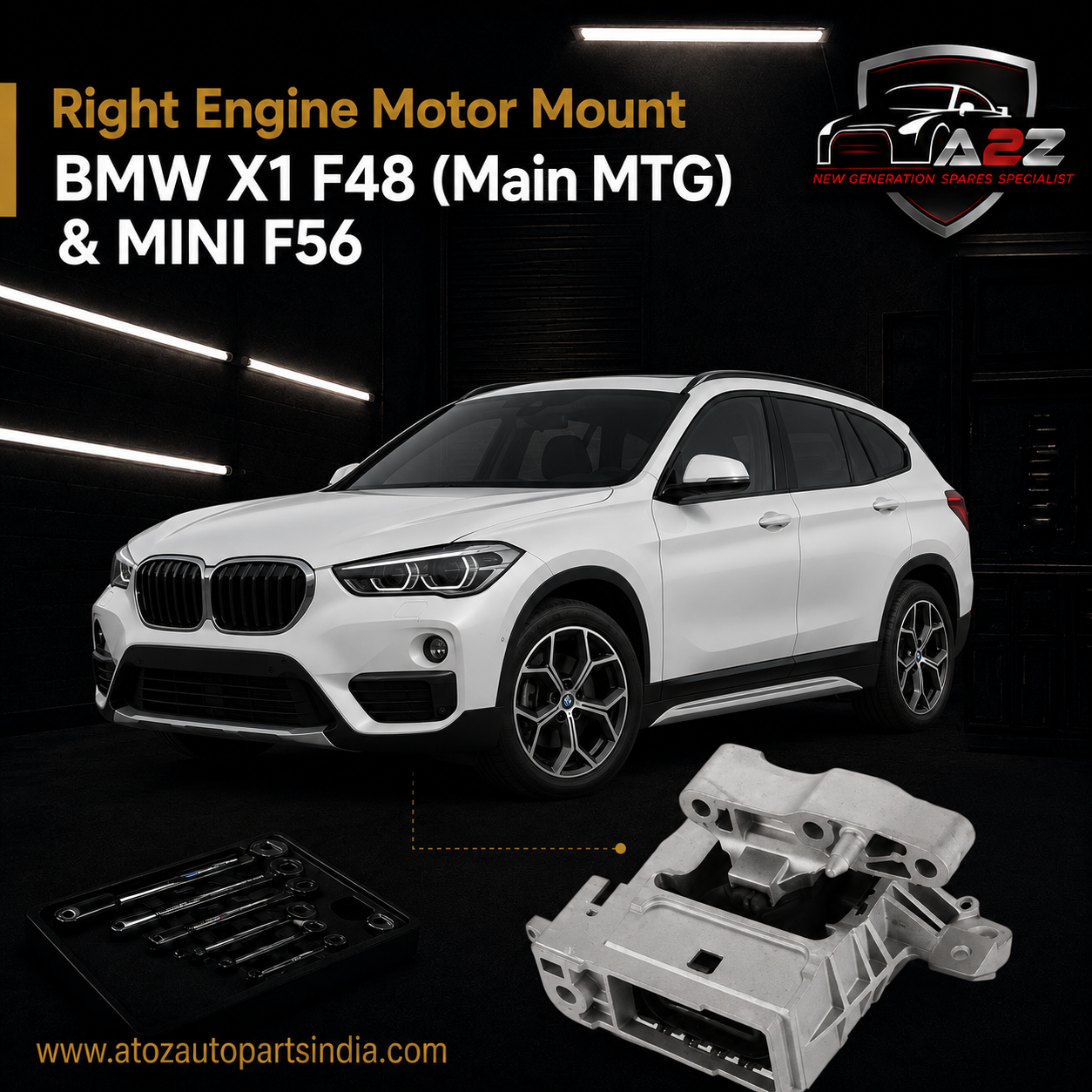 Right Engine Motor Mount 22116885934 Compatible With BMW  X1 F48 (Main MTG) & MINI F56