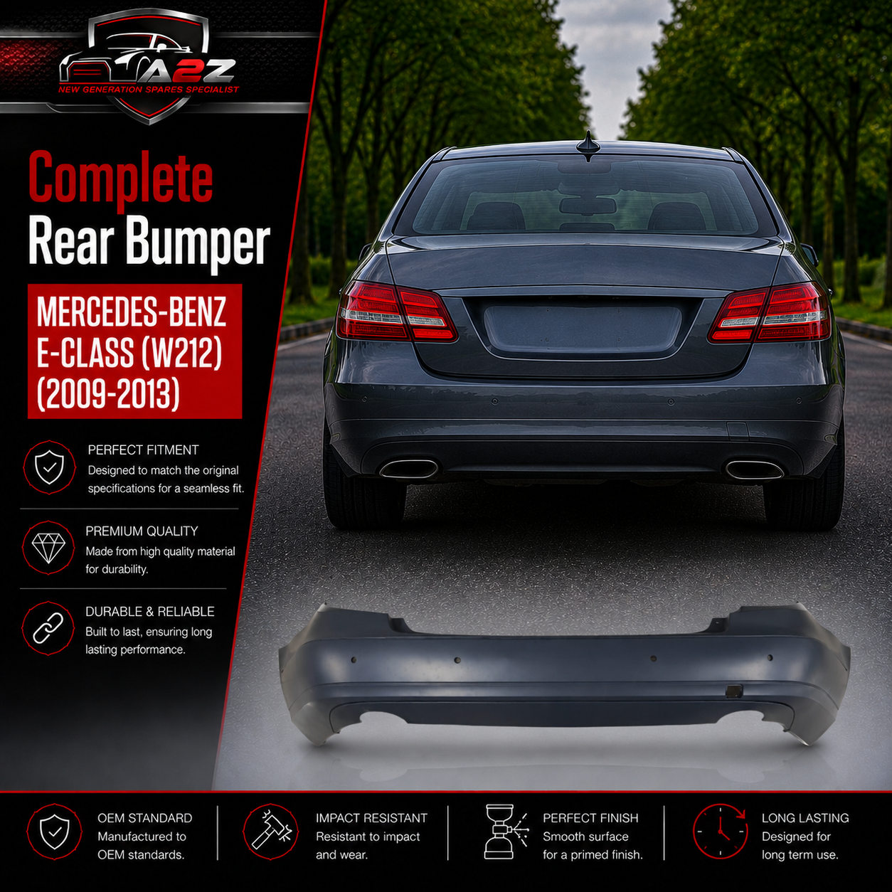 Complete Rear Bumper A2128804840 2128804840 Compatible With MERCEDES-BENZ E-CLASS (W212) (2009-2013) Tag No.7