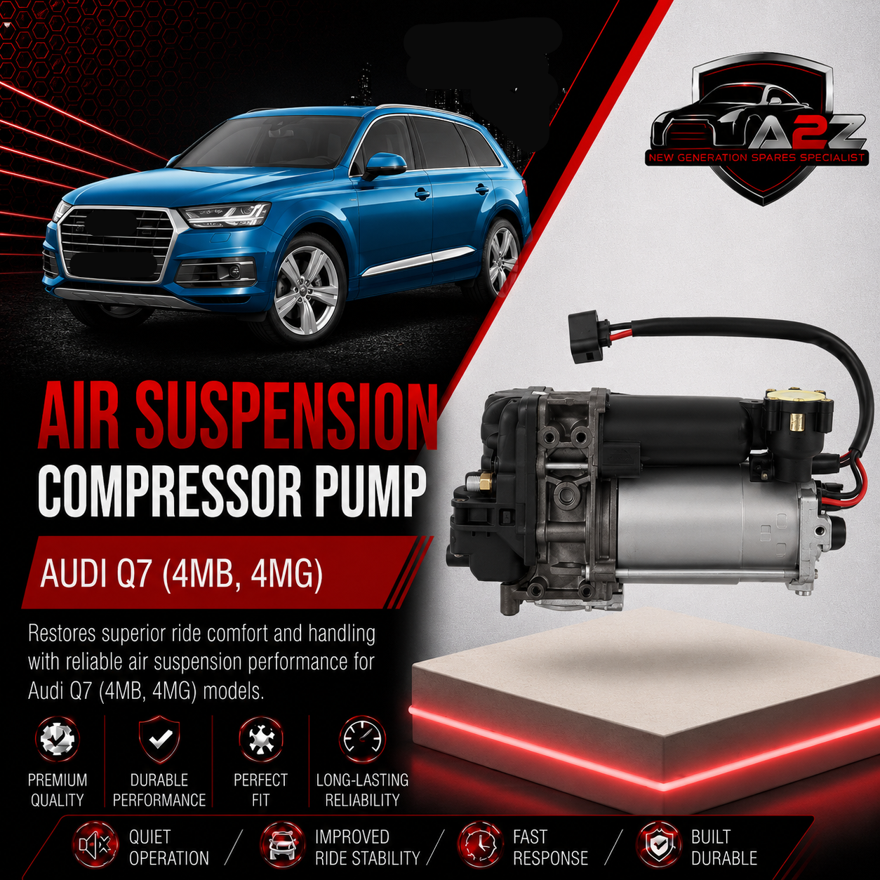 Air Suspension Compressor Pump 4M0616005H 4M0616005G 4M0616005F Compatible With AUDI Q7 (4MB, 4MG)