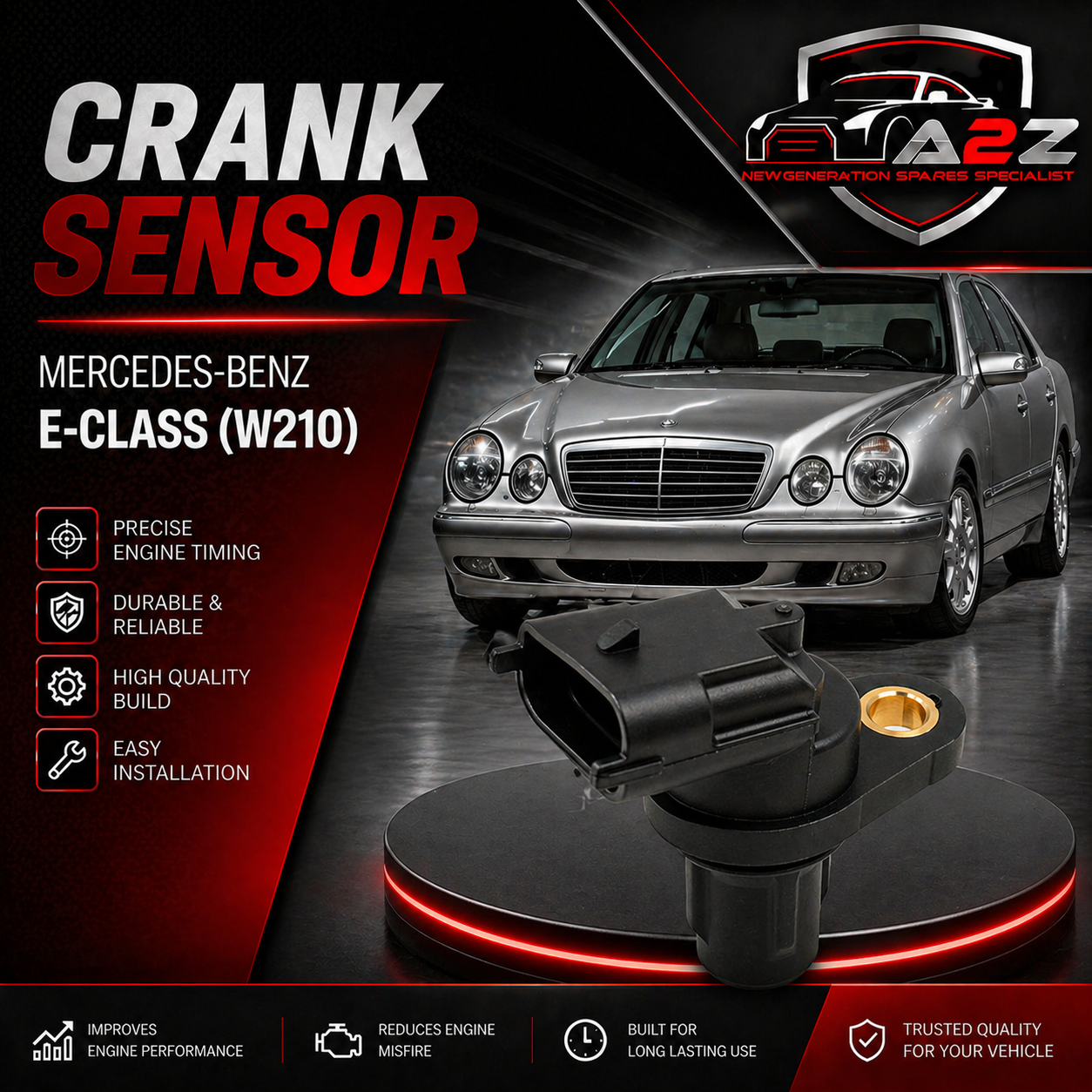 CRANK SENSER A0041539628/2729050043 A0041536028 A2729050043 A2729050143 Compatible With MERCEDES-BENZ E-CLASS (W210), M-CLASS (W163), S-CLASS (W220, V220) ,S-CLASS Coupe (C216) | CL-CLASS