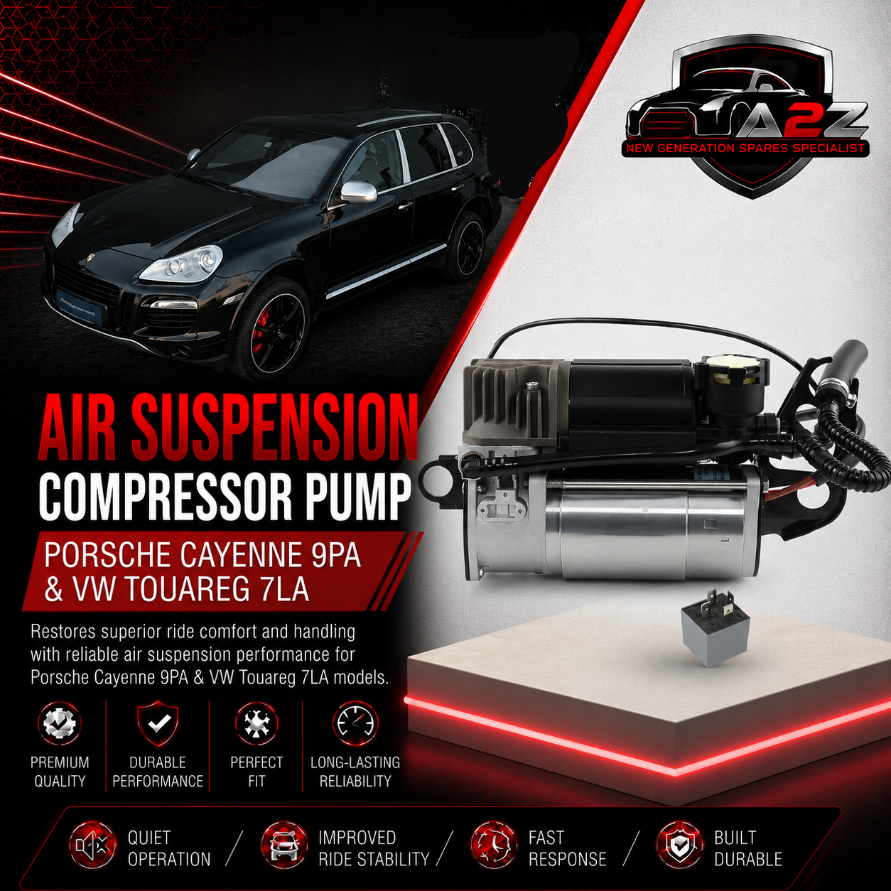 Air Suspension Compressor Pump 7L0616007 7L0616007H 7L0698007A Compatible With PORSCHE CAYENNE 9PA & VW TOUAREG 7LA