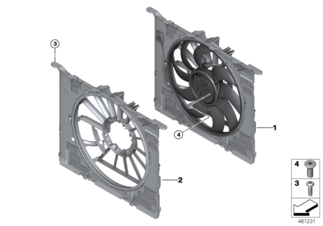 Engine Radiator Cooling Fan Assembly 17428576513 Compatible With BMW 5 Series (G30, F90) 6 Gran Turismo (G32) & 7 Series (G11, G12) & 8 Gran Coupe (G16, F93)