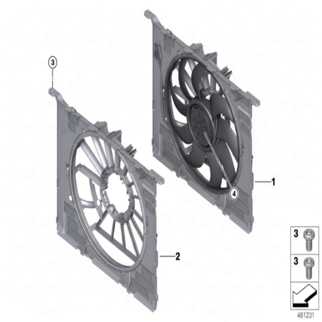 Engine Radiator Cooling Fan Assembly 17428576513 Compatible With BMW 5 Series (G30, F90) 6 Gran Turismo (G32) & 7 Series (G11, G12) & 8 Gran Coupe (G16, F93)