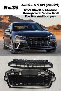 RS4 Black And Chrome Honeycomb Show Grill Compatible With Audi = A4 (2020-24) Tag No.35