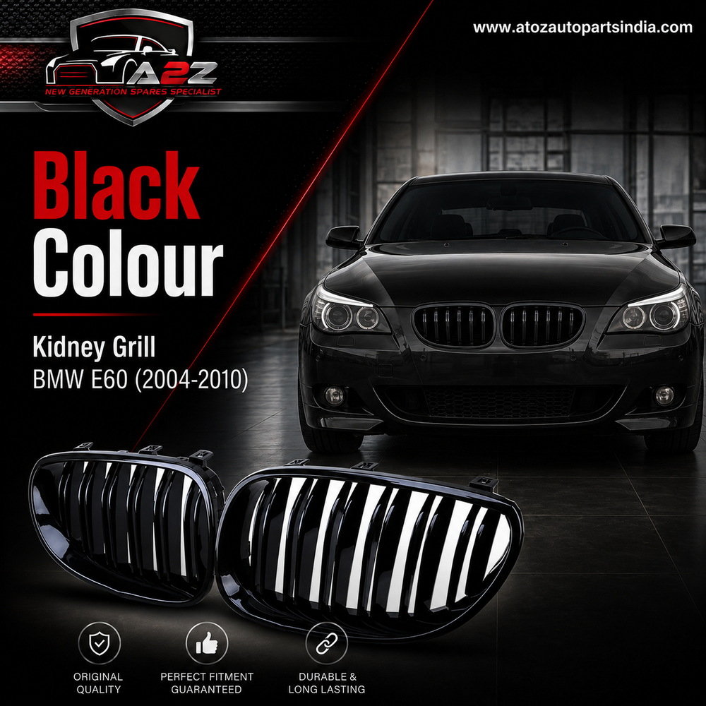 Black Colour  Kidney Grill Set 51137065701=L.H & 51137065702=R.H Compatible With BMW 5 Series E60 Tag 2