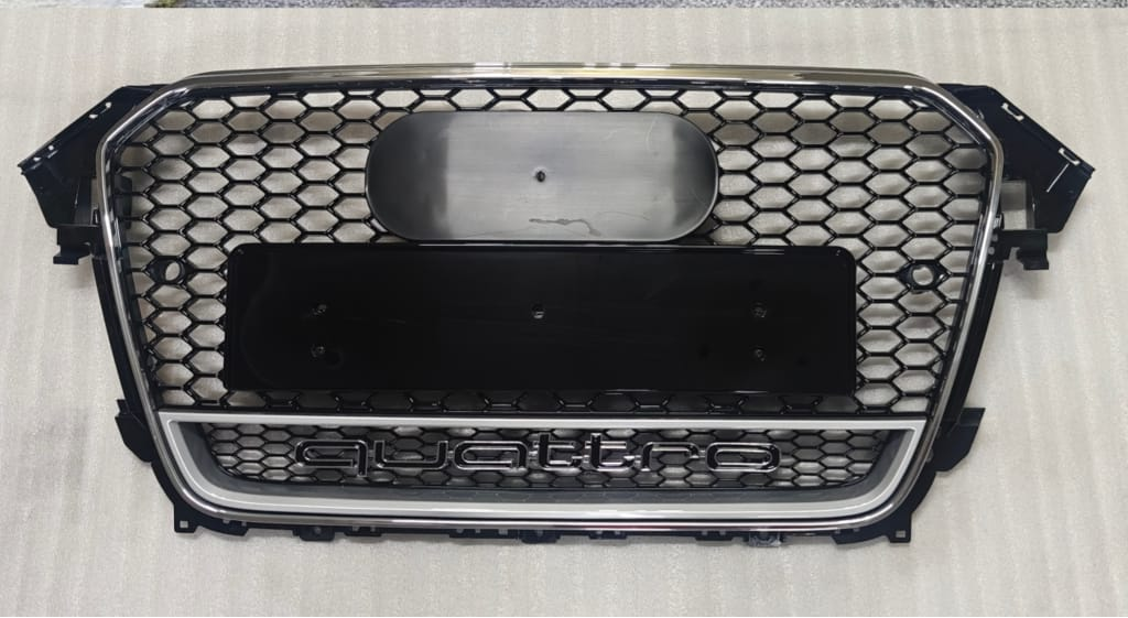 RS4 Quattro Silver Honeycomb Show Grill Compatible With Audi A4 B8 Facelift (2013-16) Tag No.15