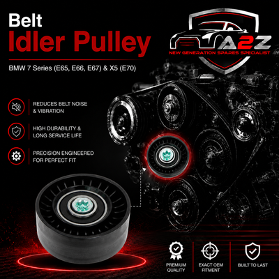 Belt Idler Pulley 11287545297 Compatible with BMW 7 Series (E65, E66, E67) & X5 (E70) Tag no : 1