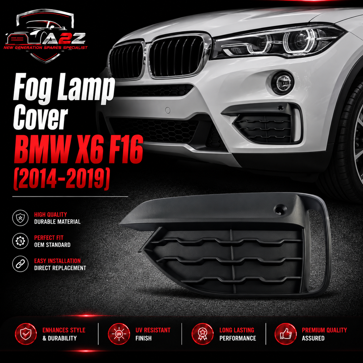 Fog Lamp Cover Left 51118069333 & Right 51118069334 Compatible With BMW X6 F16 2014 Tag No.496
