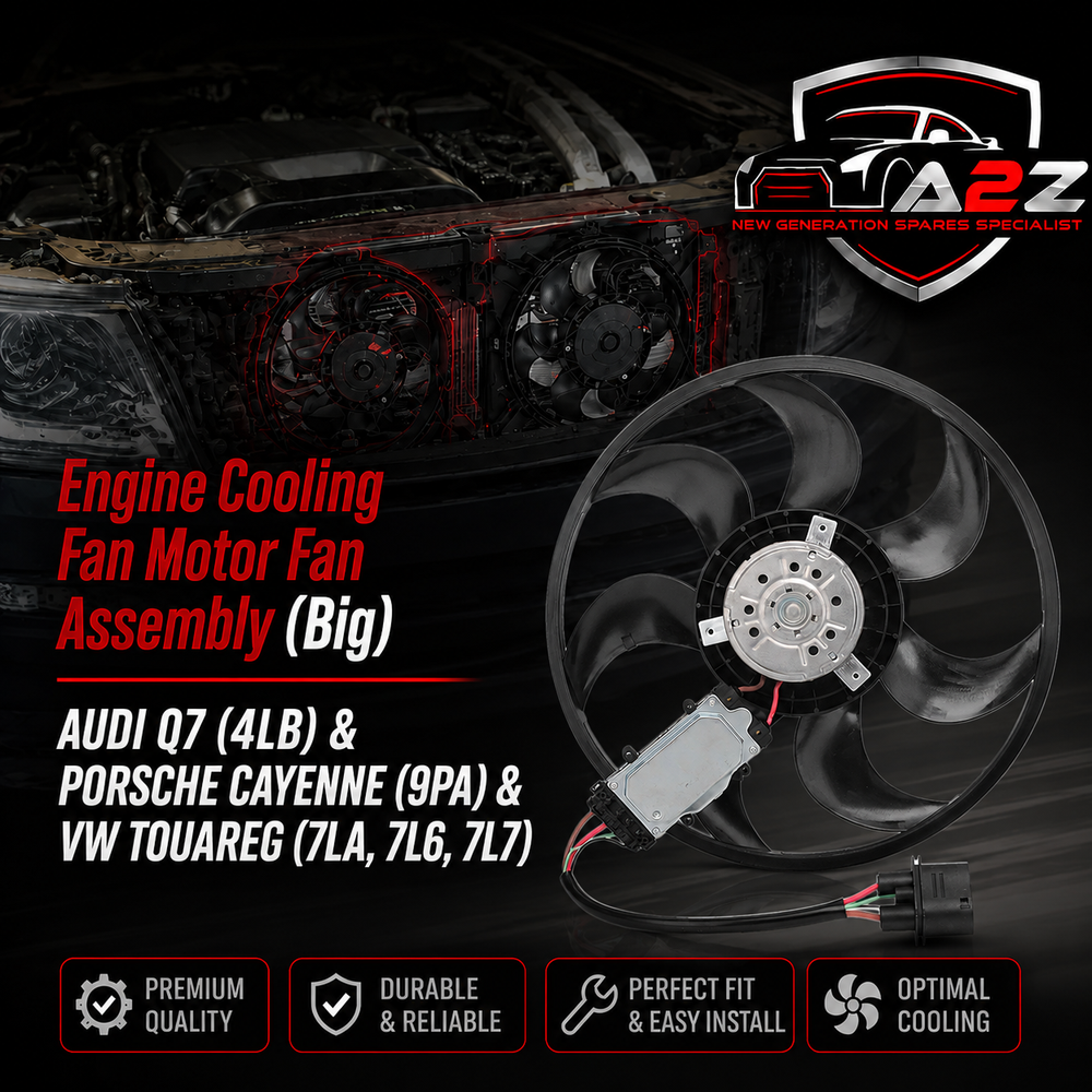 Engine Cooling Fan Motor Fan Assembly (Big) 7L0959455G Compatible With AUDI Q7 (4LB) & PORSCHE CAYENNE (9PA) & VW TOUAREG (7LA, 7L6, 7L7)