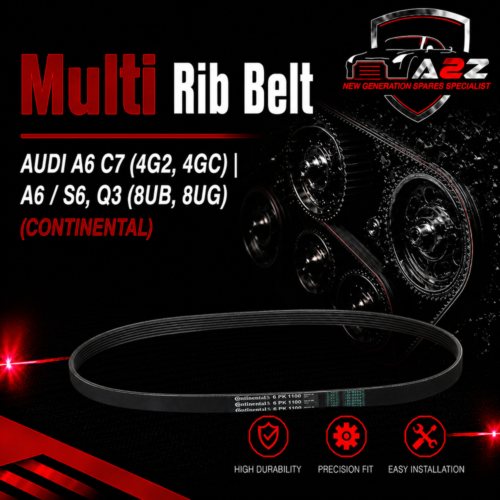 Multi RIB Belt 6PK1100 06J260849F 06Q903137A 1K0260849B Compatible With AUDI A6 C7 (4G2, 4GC) | A6 / S6, Q3 (8UB, 8UG)  (CONTINENTAL)