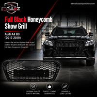 RS4 Full Black Honeycomb Show Gril Compatible With Audi A4 B9(2017-19) RS4 Black Chrome Tag 25