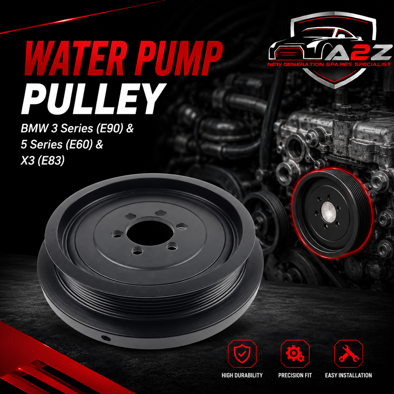 Crankshaft Pulley 11237519629 Compatible With BMW 3 Series  (E90) & 5 Series  (E60) & X3 (E83) Tag-CP-03