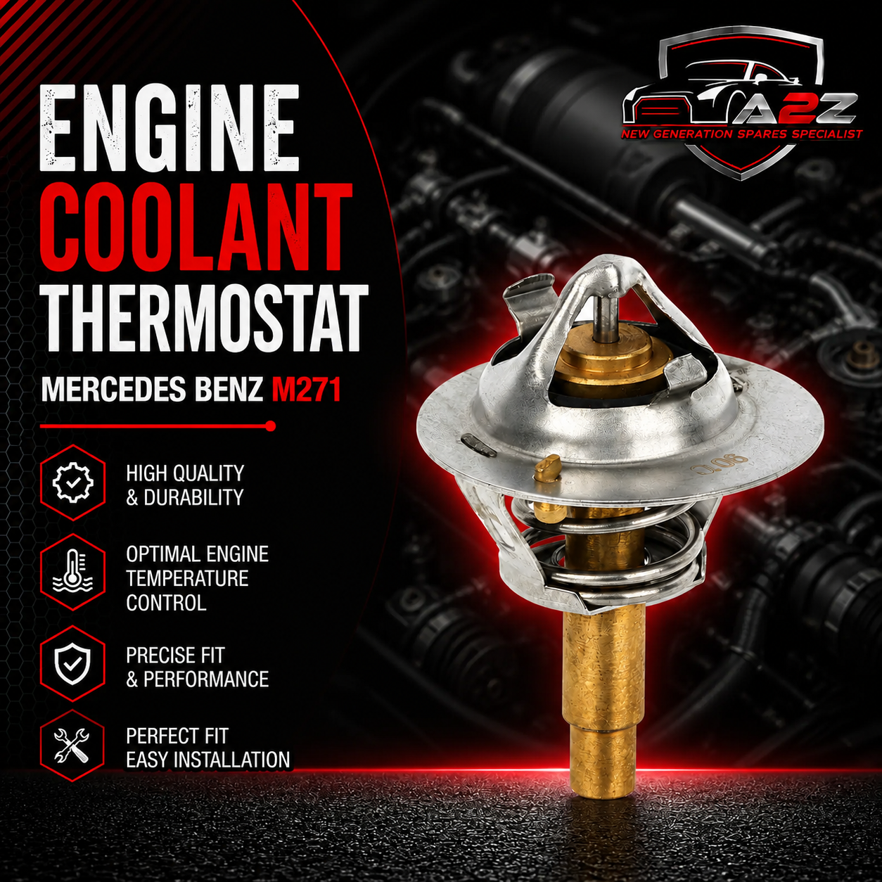 Engine Coolant Thermostat 2712000015 Compatible With Mercedes Benz M271