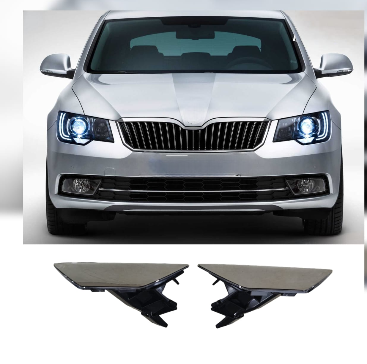 Washer Cap Set Left 3T0955109A & Right 3T0955110A Compatible With Skoda Superb (2013-2015) Tag No.1002