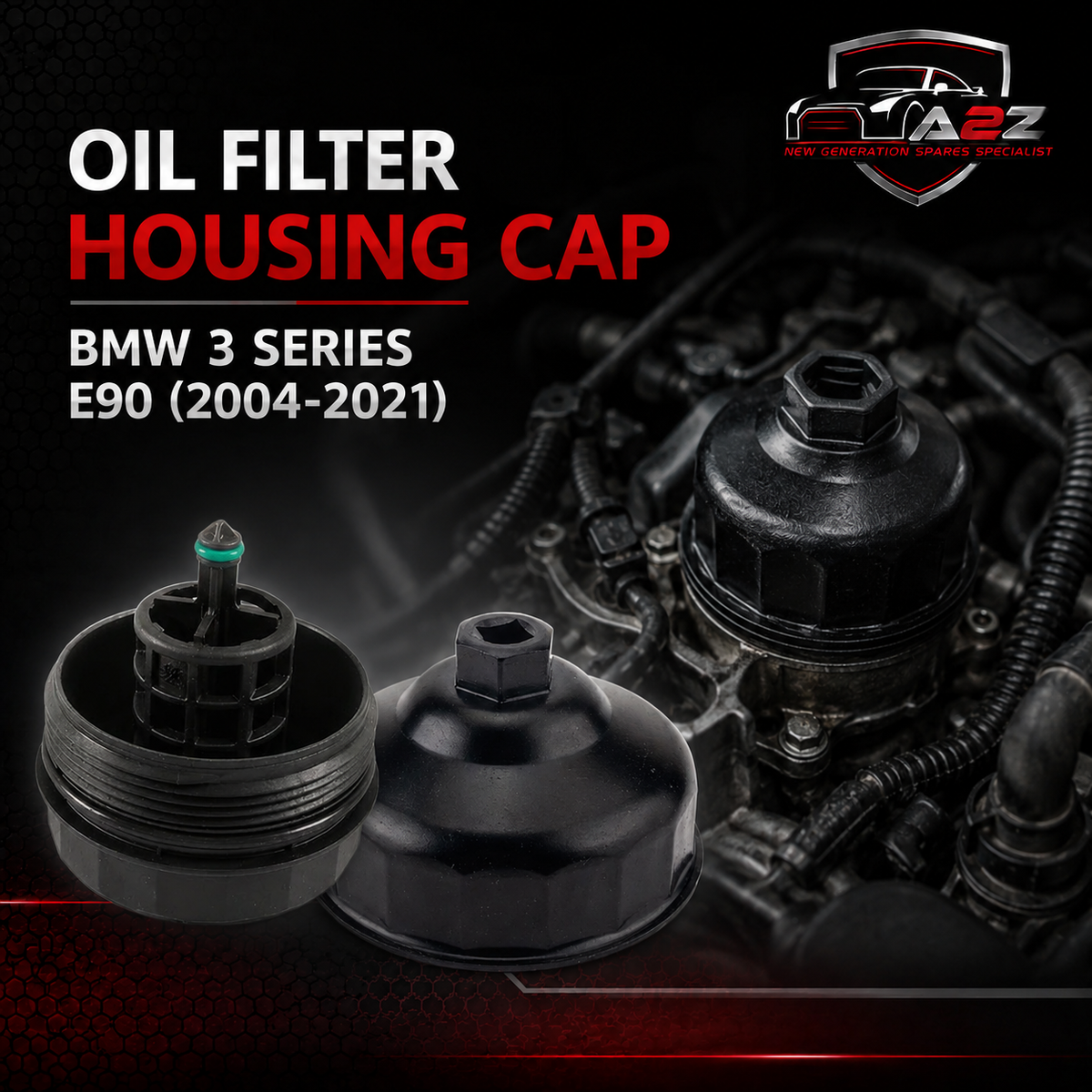 Oil Filter Housing Cap 11427525334  Compatible With  BMW 3 Series (E90) & 3  Series (F30, F80) & 5  Series (E60) & 5  Series (F10) & 7  Series (F01, F02, F03, F04) &  X3 (E83) & X3 (F25)  & X5 (E70) & Z4 Roadster (E89)