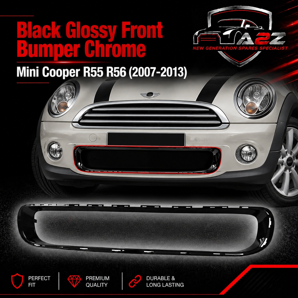 Black Glossy Front Bumper Chrome 51117250787 Compatible With Mini Cooper (R55/R56) (2007-2013) Tag No.97