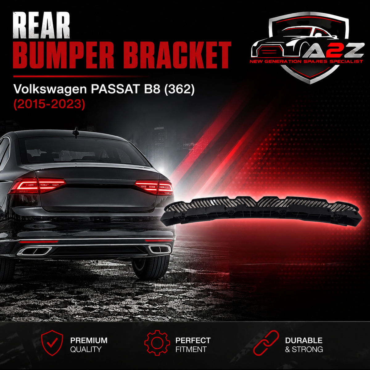 Rear Bumper Bracket 3GD807863 Compatible With  Volkswagen PASSAT B8 (362) Tag No.304