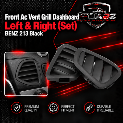 Front Ac Vent Grill Dashboard  Left & Right (Set) 2136809404 Compatible With BENZ 213 Black